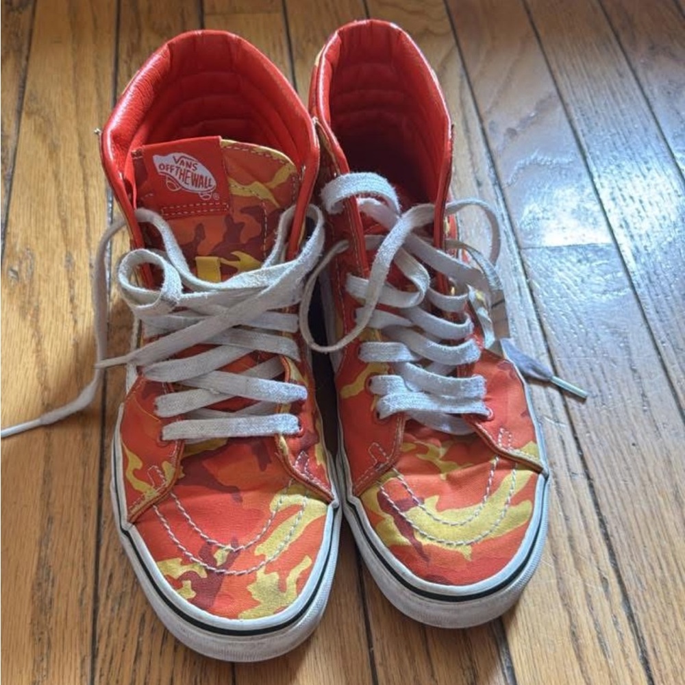 Vans Kids High-Top Sneakers - Red and Yellow Camo